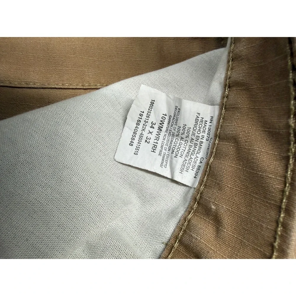 Wrangler‎ Workwear Mens 34x32 Tan Ripstop Cargo Pants Hammer Loop 10WMWR1RH